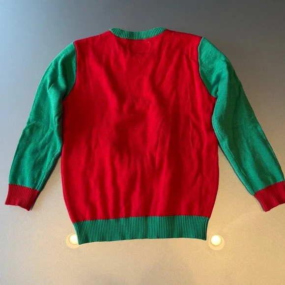 Tipsy Elves Youth Medium Meowy Ugly Christmas Sweater Red/Green/ White, Ages 8-9 - Picture 5 of 5